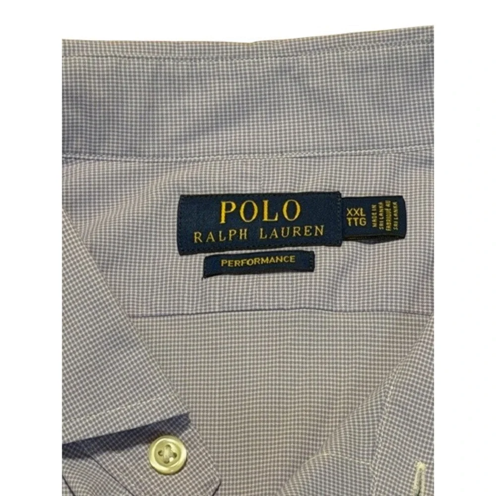 Polo Ralph Lauren Performance Shirt Mens XXL‎ Purple White Gingham Button Up